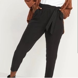 Sho Sho-Paperbag Black Pants, Women’s High Waisted Dress Belted Pants